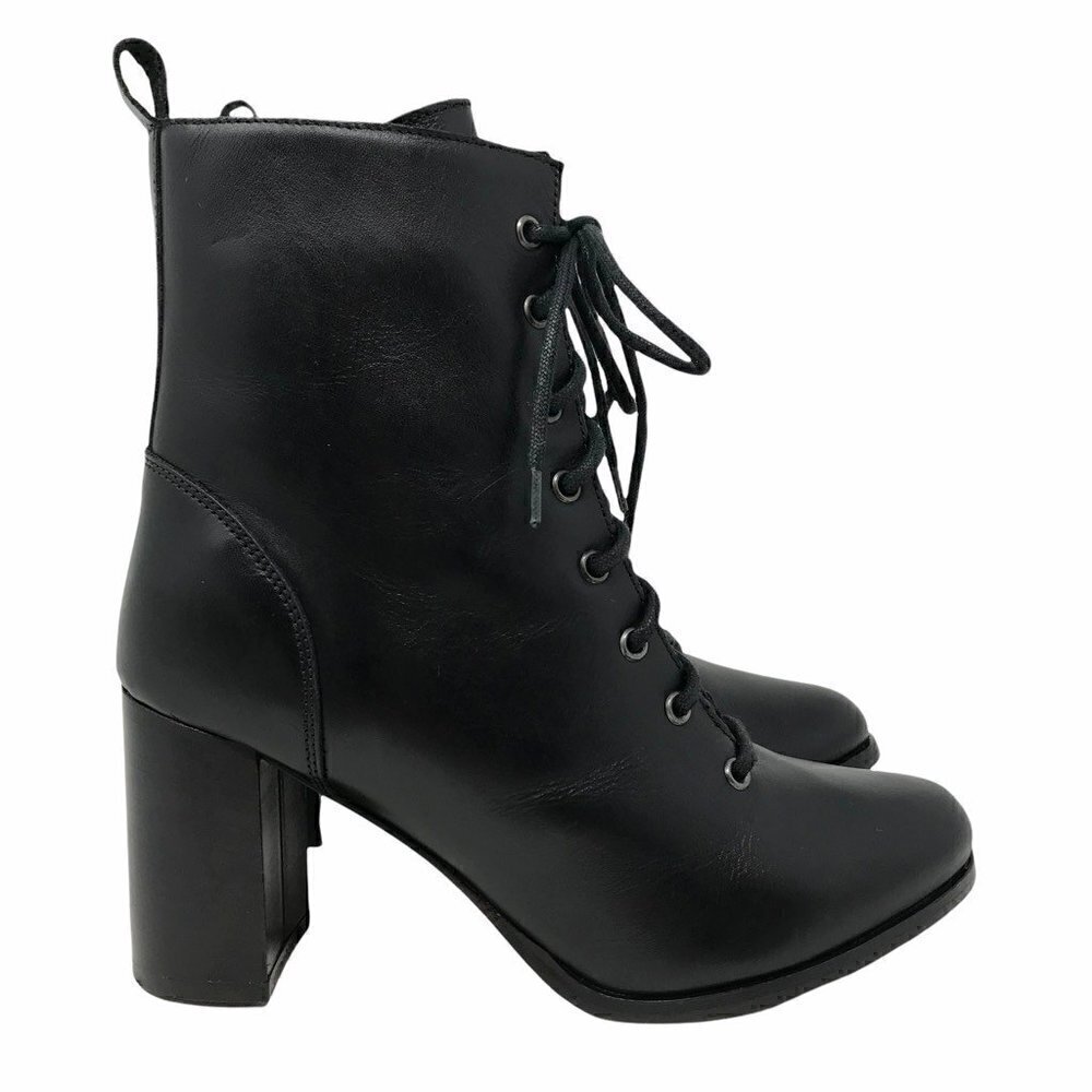 Black Lace-Up Ankle Boots
